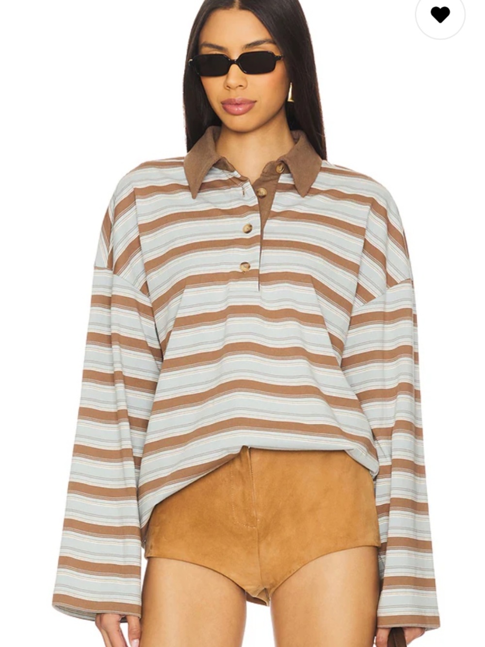 Lovers and Friends Rowan Rugby Top in Blue & Brown Stripe XS